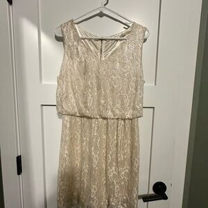 Blu Pepper Cream Lace Midi Dress